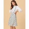 Allegra K Women's Vintage Polka Dots Midi Floral Suspender Skirt - 3 of 4