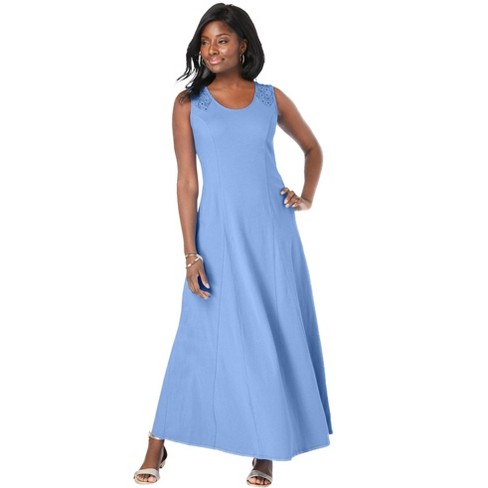 Jessica London Women's Plus Size Stretch Denim Maxi Dress