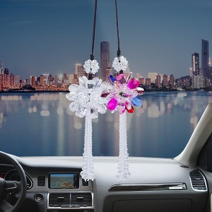 2pcs Crystal Hanging Car Decor Bling Car Accessories Car Ornaments for Rear View Mirror Fashion Tassel Craft Lucky Interior White Colorful