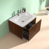 24" Floating Bathroom Vanity with Striped Natural Oak Texture, Wall-Mounted Cabinet, Integrated White Ceramic Sink - 3 of 4