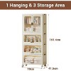 4 Tier Portable Kids Wardrobe Closet with Doors, Collapsible Clothes Organizer with Hanging Rod 10 Hangers & Wheels for Bedroom Playroom Dorm Nursery - 2 of 4