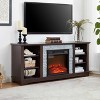 VYNXARIA Cherry Faux Stacked Stone TV Media Stand with 18" Fireplace Insert and Open Storage - 2 of 4