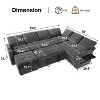 Vipbear Modular Sectional Sleeper Sofa Bed with Pull Out Bed/Reclining BackrestTable/LED Light,7 Seat U-Shaped Sectional Couch Tool-Free Assembly - 3 of 4