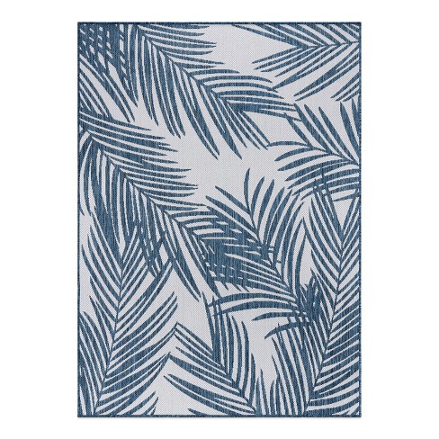 World Rug Gallery Tropical Floral Modern Indoor/Outdoor Area Rug - Navy 5' x 7