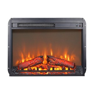 Syemin Indoor Fireplaces 23 Inch Electric Fireplace Insert Heater with Log Set Realistic Flame, Overheating Protection, Black, 23.98"*5"*18.07" - 1 of 4