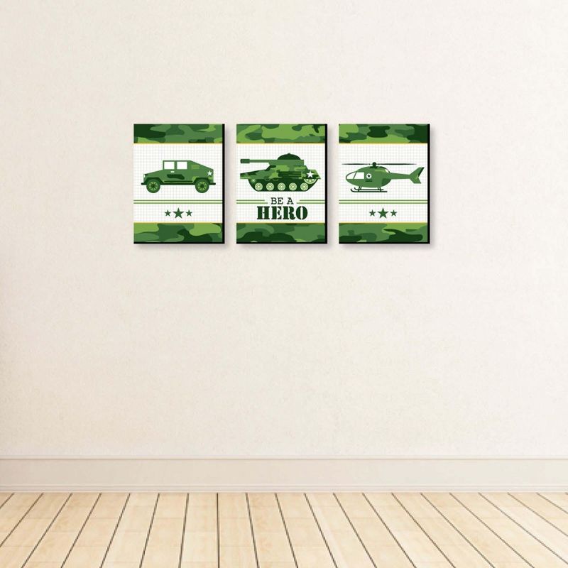 Big Dot of Happiness Camo Hero - Army Military Camouflage Nursery Wall Art and Kids Room Decorations - Gift Ideas - 7.5 x 10 inches - Set of 3 Prints, 3 of 8