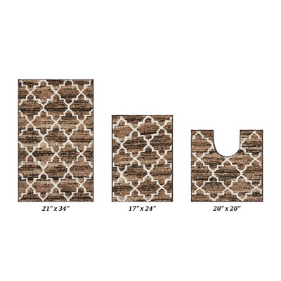 Savio Collection 100% Micro Polyester 3 Piece Bath Rug Set - Better Trends