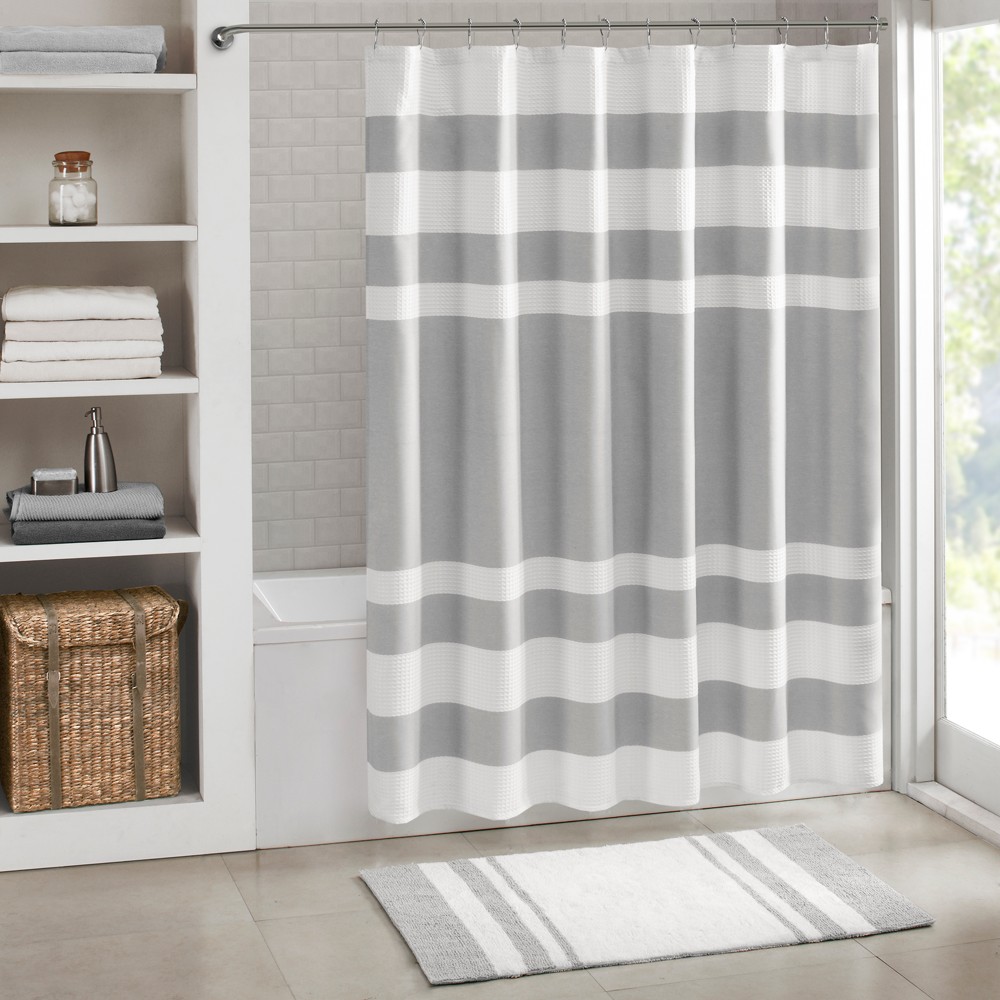 Photos - Shower Curtain Madison 108x72" Spa Waffle  with 3M Treatment Gray 
