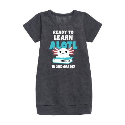 - Instant Message - Learn Alotl In 2nd Grade Graphic Short Sleeve Fleece Dress