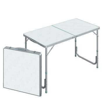 Outsunny Aluminum Lightweight Portable Folding Easy Clean Camping Table With Carrying Handle