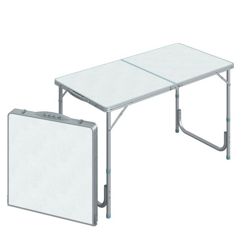 Outsunny 47 Aluminum Lightweight Portable Height Adjustable Camping Table  With A Carry Handle & Easy Folding Design : Target