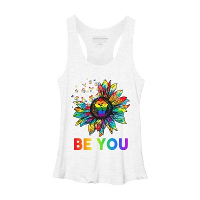 Adult Design By Humans Be You Sunflower Power Fist Pride Rainbow By Legato Tendo Racerback Tank Top