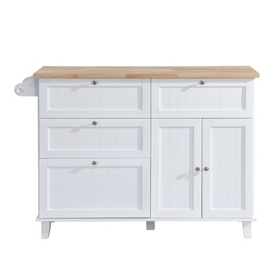 NicBex 4 Drawers Kitchen Island Cart with Drop Leaf and 2 Seatings,Kitchen Island with 2-Door Cabinet and Towel Rack,Island Table for Kitchen