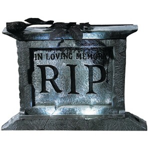Fun World Tombstone Light-Up Pedestal with Rose Halloween Decoration - 20.5 in x 15 in x 2.5 in - Gray - 1 of 1
