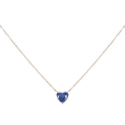 Unique Bargains Women's Birthstone Cubic Zirconia 18K Gold Plated Heart Necklace 17.7"
