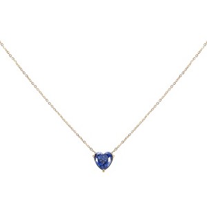 Unique Bargains Women's Birthstone Cubic Zirconia 18K Gold Plated Heart Necklace 17.7" - 1 of 4