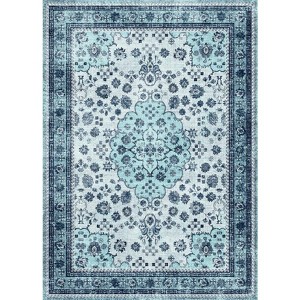 Vintage Floral Medallion Area Rug - Traditional Oriental Style Floor Carpet for Living Room & Bedroom - 1 of 3