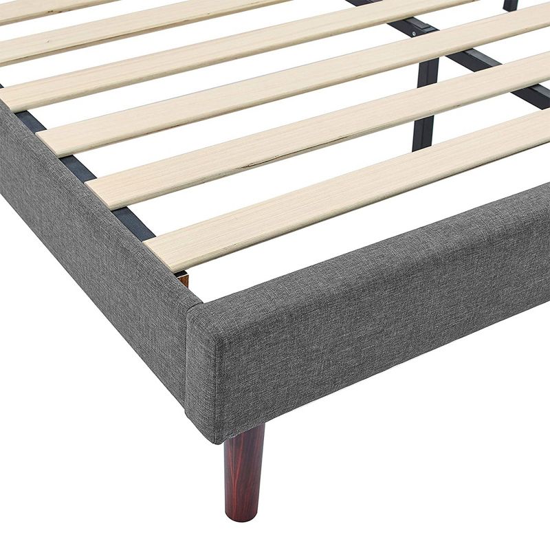 BIKAHOM Upholstered Platform Bed with Button Tufted Headboard, Dark Grey, 5 of 7