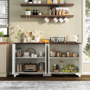 Fluted Sideboard Buffet Cabinet with Storage, Modern Wood Accent Cabinet with Shelves, Console Table for Kitchen Dining Living Room Entryway Hallway - 1 of 4
