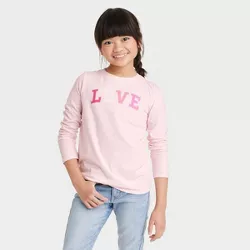 Girls' 'Love' Long Sleeve Graphic T-Shirt - Cat & Jack™ Light Pink