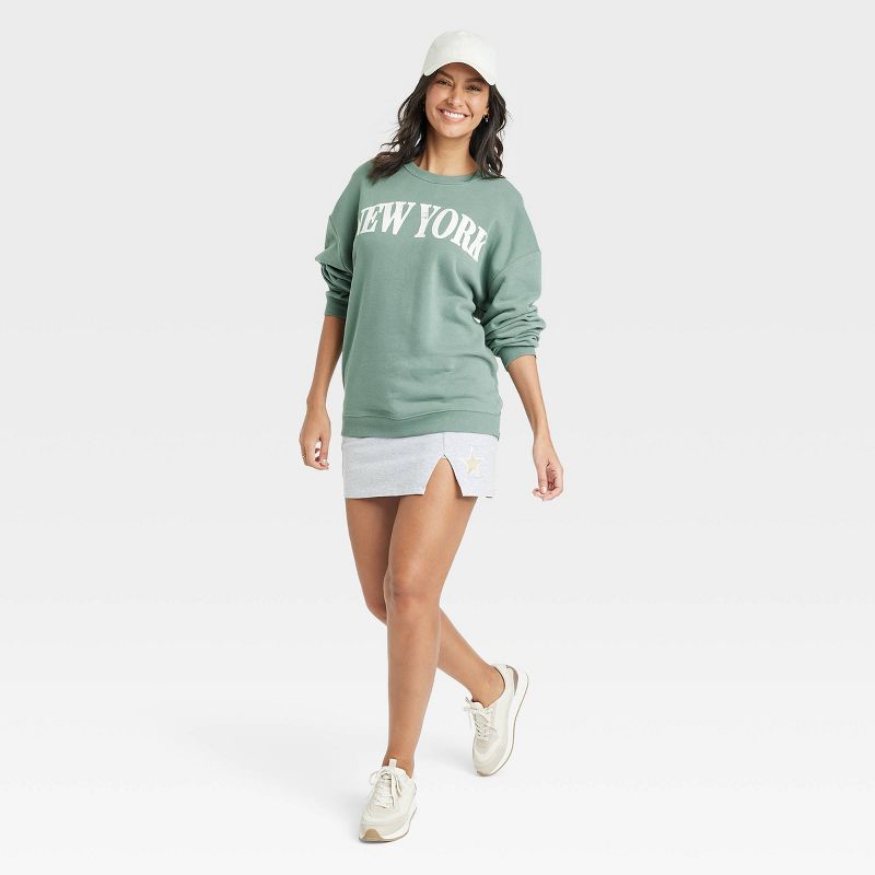 Women's New York Graphic Sweatshirt - Green, 3 of 4