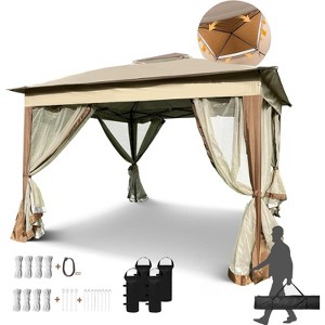 11x11 Foot Instant Gazebo, Double Roof Canopy with Removable Mesh Walls, Includes 4 Sandbags, Perfect for Backyard, Garden, Camping Events - 1 of 4