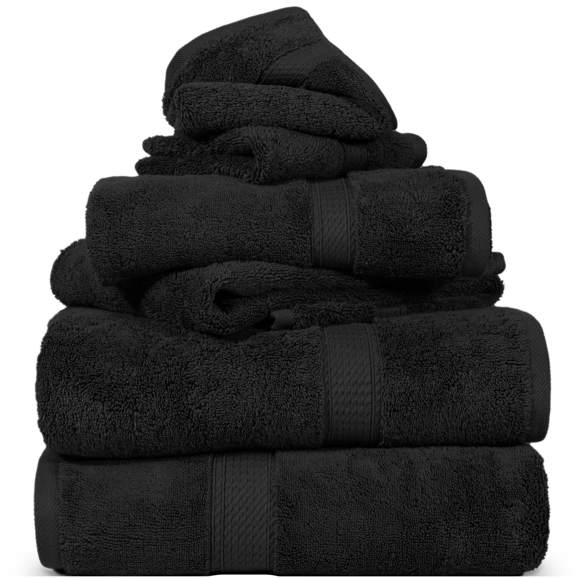 Luxury Egyptian Cotton Heavyweight Absorbant Ultra-Plush 6 Piece Towel Set, Black - Blue Nile Mills