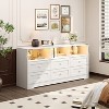 6 Drawer Dresser for Bedroom with Power Outlets & LED Light,Slim Wooden Chest of Drawers with Open Shelf - 2 of 4