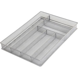 YBM Home Multi Compartment Sectional Wire Mesh Silver Drawer Organizer for Silverware and Gadgets, Pack of 12 - 1 of 4