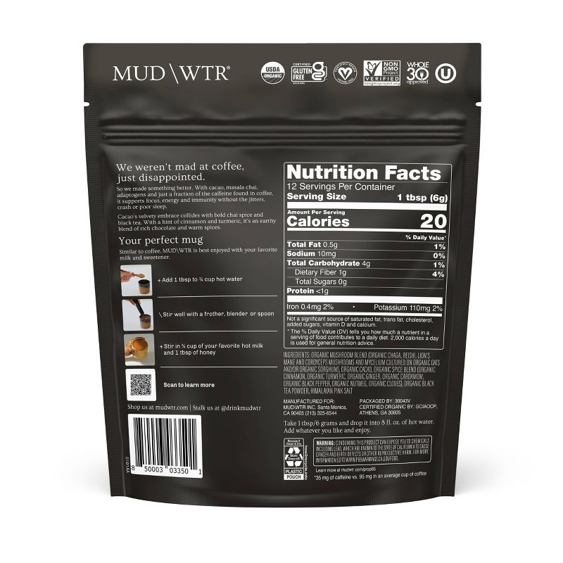MUD\WTR :rise Cacao Mushroom Coffee Alternative - 12 servings, 2 of 6