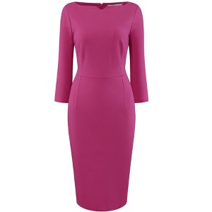 Hobemty Women's 3/4 Sleeve Work Boat Neck Elegant Business Sheath Dresses - 1 of 4