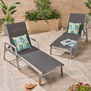 2-Piece Outdoor Mesh Chaise Lounge Chairs, Adjustable Large Chaise Lounges for Patio, Poolside or Garden Relaxation and Sunbathing-Maison Boucle - 1 of 4