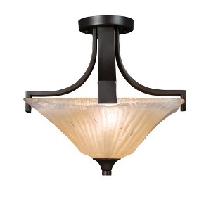 Toltec Lighting Apollo 2 - Light Flush Mount in  Dark Granite with 14" Square Amber Crystal  Shade - 1 of 1