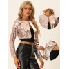 INSPIRE CHIC Women's Cropped Sequin Open Front Long Sleeve Glitter Blazer - 2 of 4