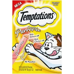 Temptations Creamy Puree with Chicken and Salmon Lickable Adult Cat Treats Variety Pack - 16ct