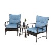 3 Piece Outdoor Wicker Garden Patio Furniture Sets,2 Metal Rattan Arm Chair and Coffee Table Set,Patio Conversation Set with Cushions-Coolbibila - 3 of 4