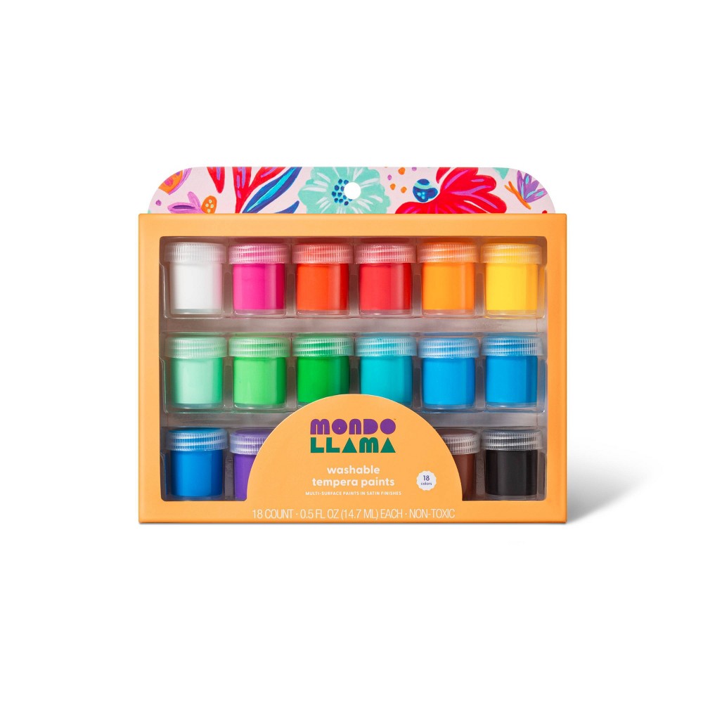 Photos - Creativity Set / Science Kit 18ct Washable Tempera Paints Classic Colors - Mondo Llama™
