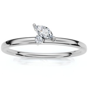 Pompeii3 Marquise Diamond Stackable Wedding Ring Women's Anniversary Band 14k Gold - 1 of 4