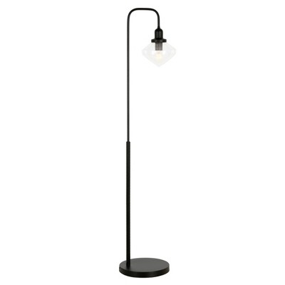 Hudson and Canal Arc Floor Lamp with Novelty Glass Shade