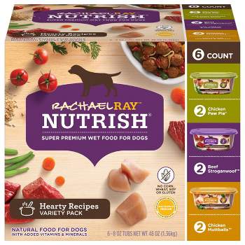 Rachael Ray Nutrish Super Premium Wet Dog Food Hearty Recipes Chicken, Beef, Rice & Sweet Potato - 8oz/6ct Variety Pack