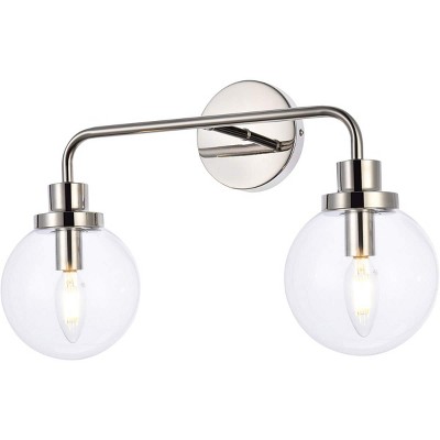 Polished Nickel and Clear Glass 2-Light Bath Sconce