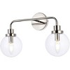 Elegant Lighting Hanson 2 lights bath sconce in polished nickel with clear shade - 3 of 4