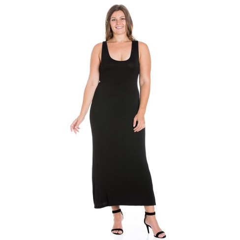 24seven Comfort Apparel Scoop Neck Maxi Dress With Racerback Detail : Target