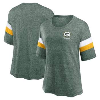 NFL Green Bay Packers Women's Weak Side Blitz Marled Left Chest Short Sleeve T-Shirt