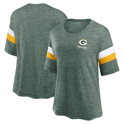 Nfl Green Bay Packers Women's Weak Side Blitz Marled Left Chest Short Sleeve  T-shirt - M : Target