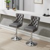 NicBex Set of 2 Velvet Swivel Bar Stools, Adjustable Height, Thick Tufted Back & Gold Trim Bar Chairs for Kitchen Island Home Pub - 2 of 4