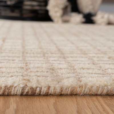 Himalaya Hand-Loomed Solid Beige Wool Area Rug 3' x 5'