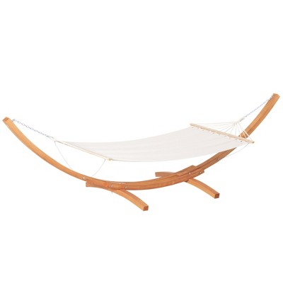 Extra Large White Cotton Hammock with Wooden Stand
