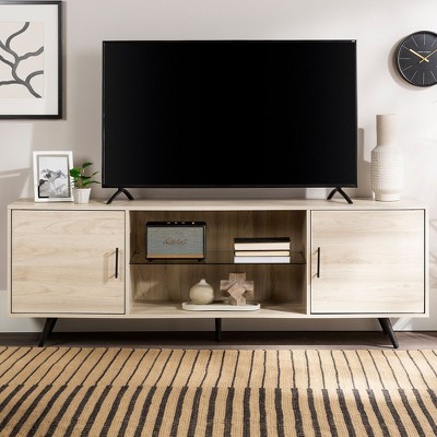 NicBex Mid-Century Modern TV Stand with Glass Shelf Media Console for 80" TVs for Living Room, Bedroom