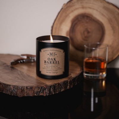 16.5oz Black Soy Scented Jar Candle with Oak Barrel Fragrance
